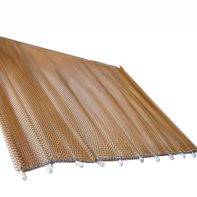 Arquitetura de ouro de metal de cadeia de ligação cortinas de aço inoxidável decorativo malha de fio tecido