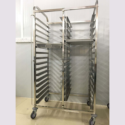 Trolley de bandeja de aço inoxidável elegante e moderno para máquinas de panificação de pão uso comercial